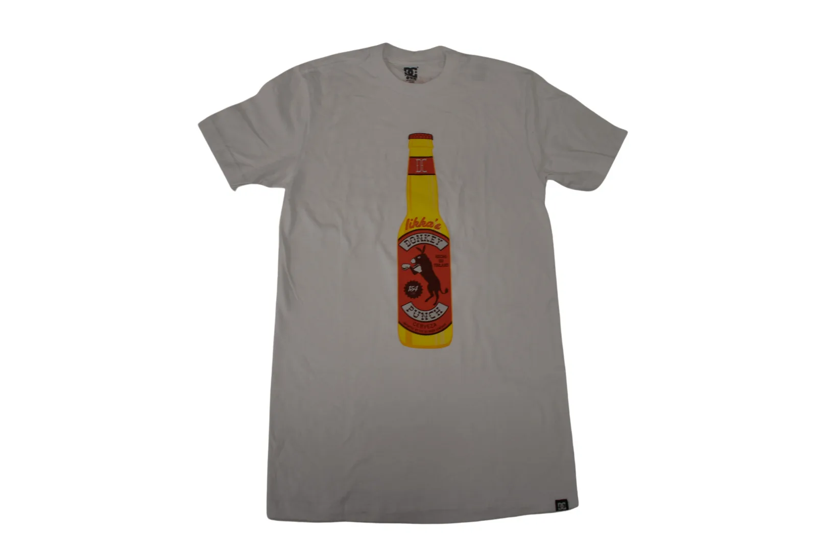 

D C Skateboarding Mens Donkey Punch Cerveza Funny White T Shirt New S M