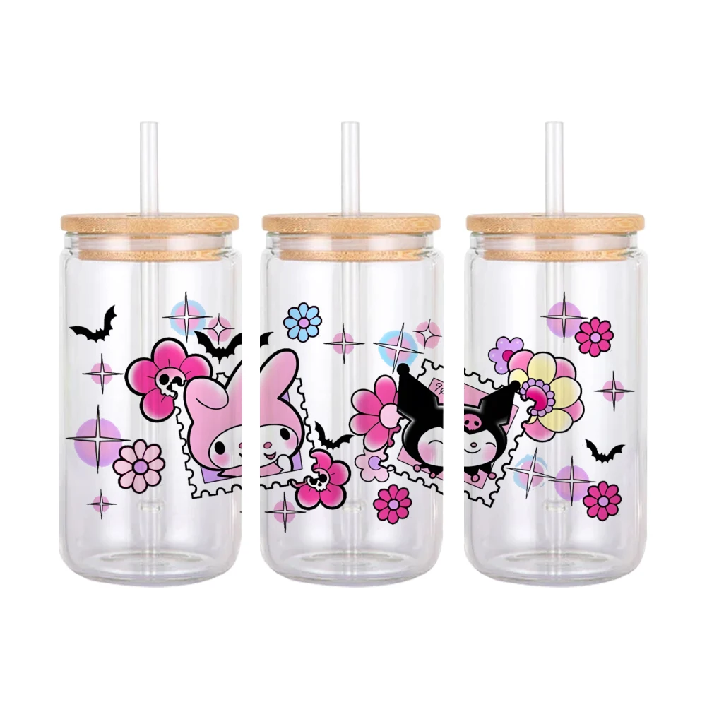 Sanrio Kuromi My Melody UV DTF Transfers Stickers Decals For 16oz Libbey Cold Cups Tumbler Mugs