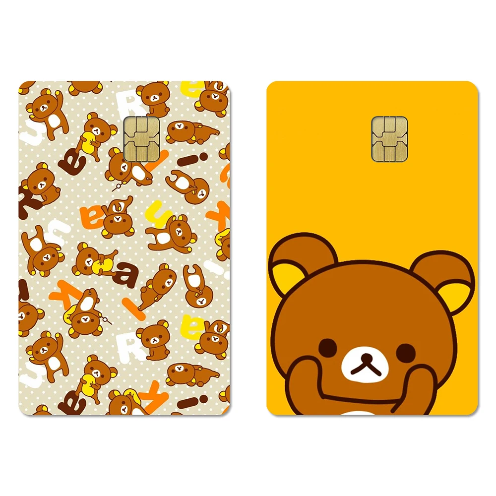 Cartoon Cute Rilakkuma Stickers 2PCS PVC Credit Card Skin Stickers Removable Self-adhesive Protective Film Waterproof Decoration view 2