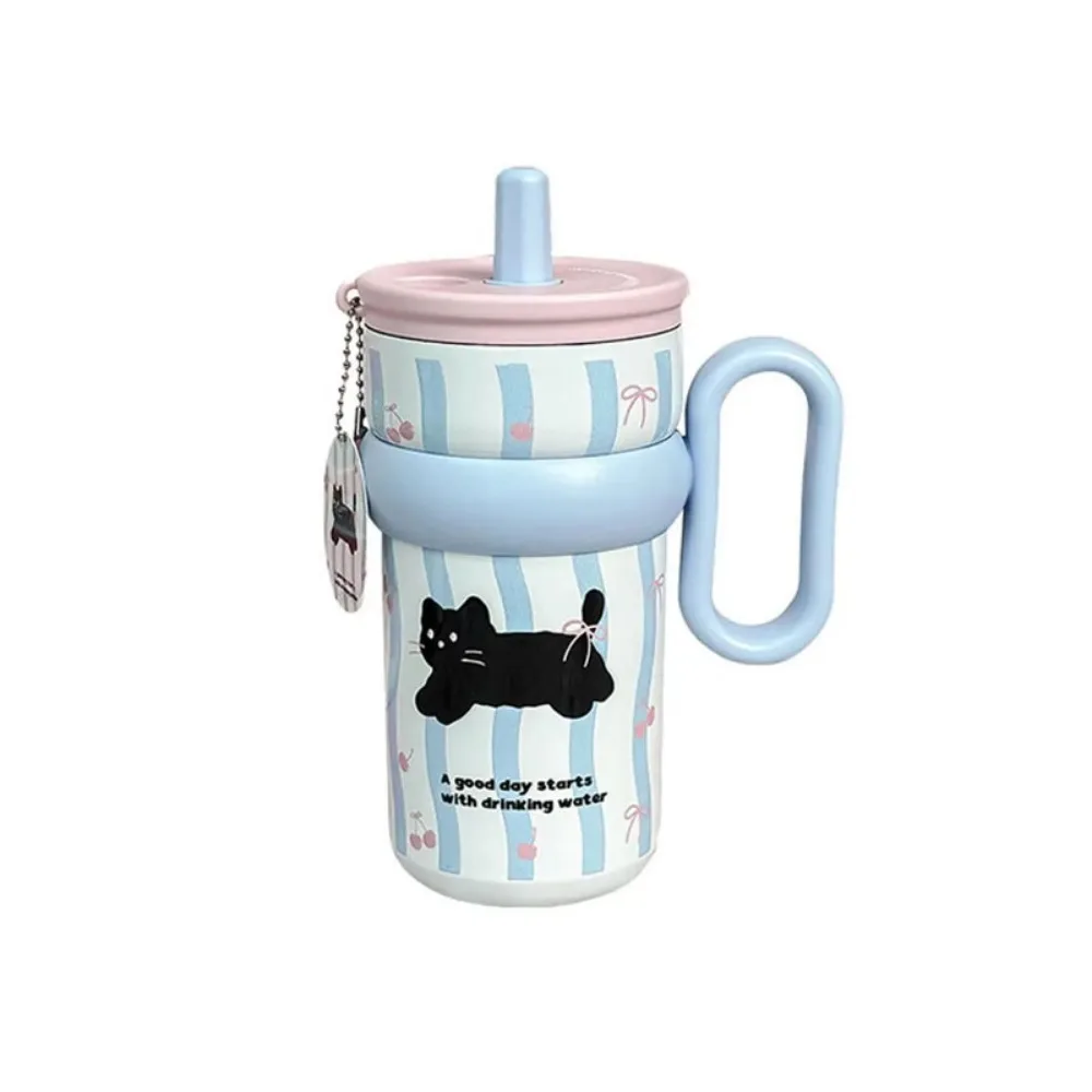 

540ml Insulated Water Bottle Large Capacity Cold Insulation Straw Water Cup 316 Stainless Steel with Handle Insulated Cup