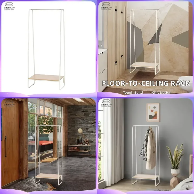 Modern Floor Standing Coat Rack Steel Frame Hat Hanger with Shelf Bedroom Living Room Furniture Entryway Organizer Clothes
