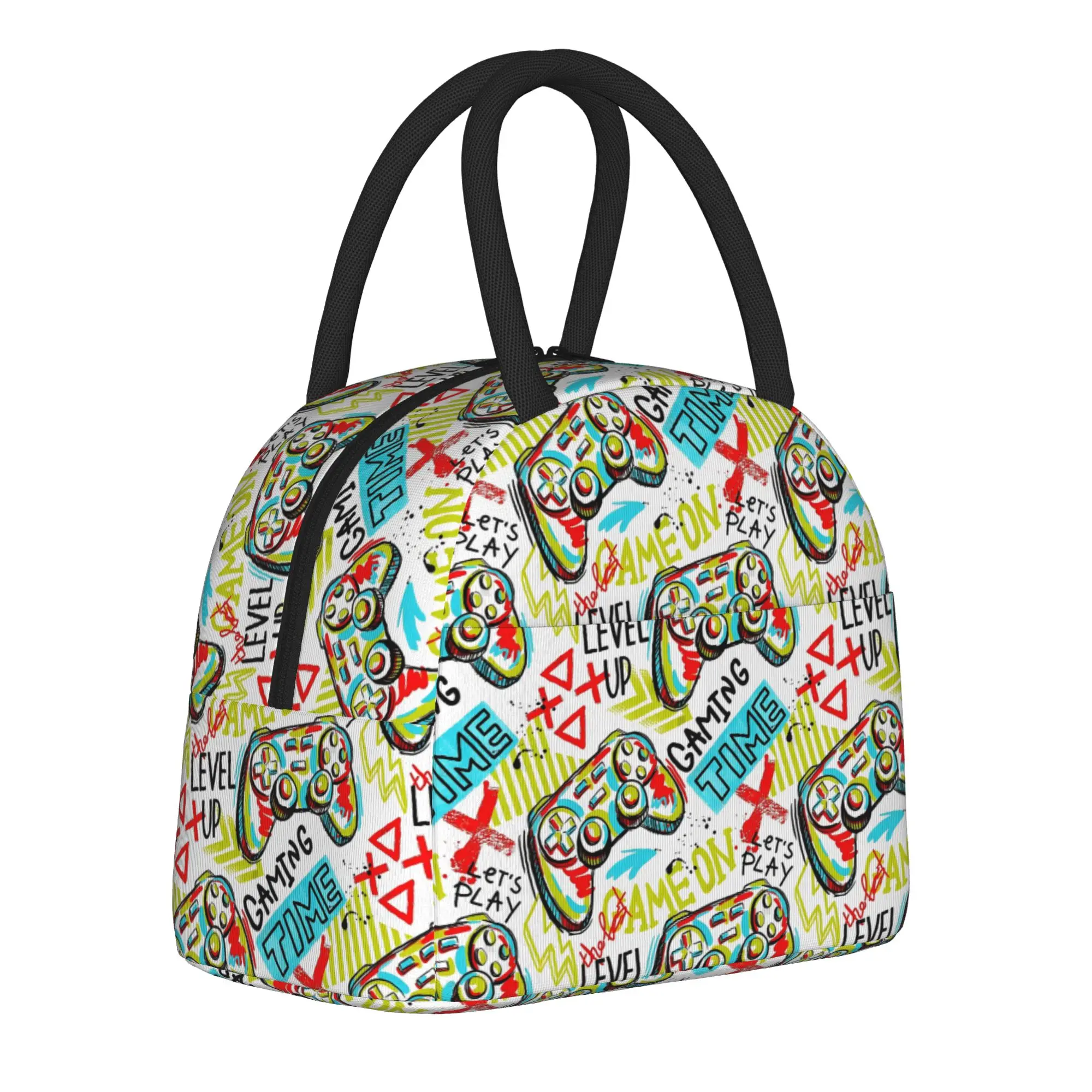 Video Game Gaming Controller Insulated Lunch Bags Cooler Bag Reusable,Lunch Container  Leakproof Lunch Box Tote Beach  Picnic