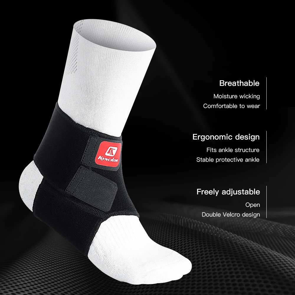 Vilico Ankle Brace Adjustable Ankle Support Pad Protection Elastic Compression Brace Guard Support Ball Games Running Black