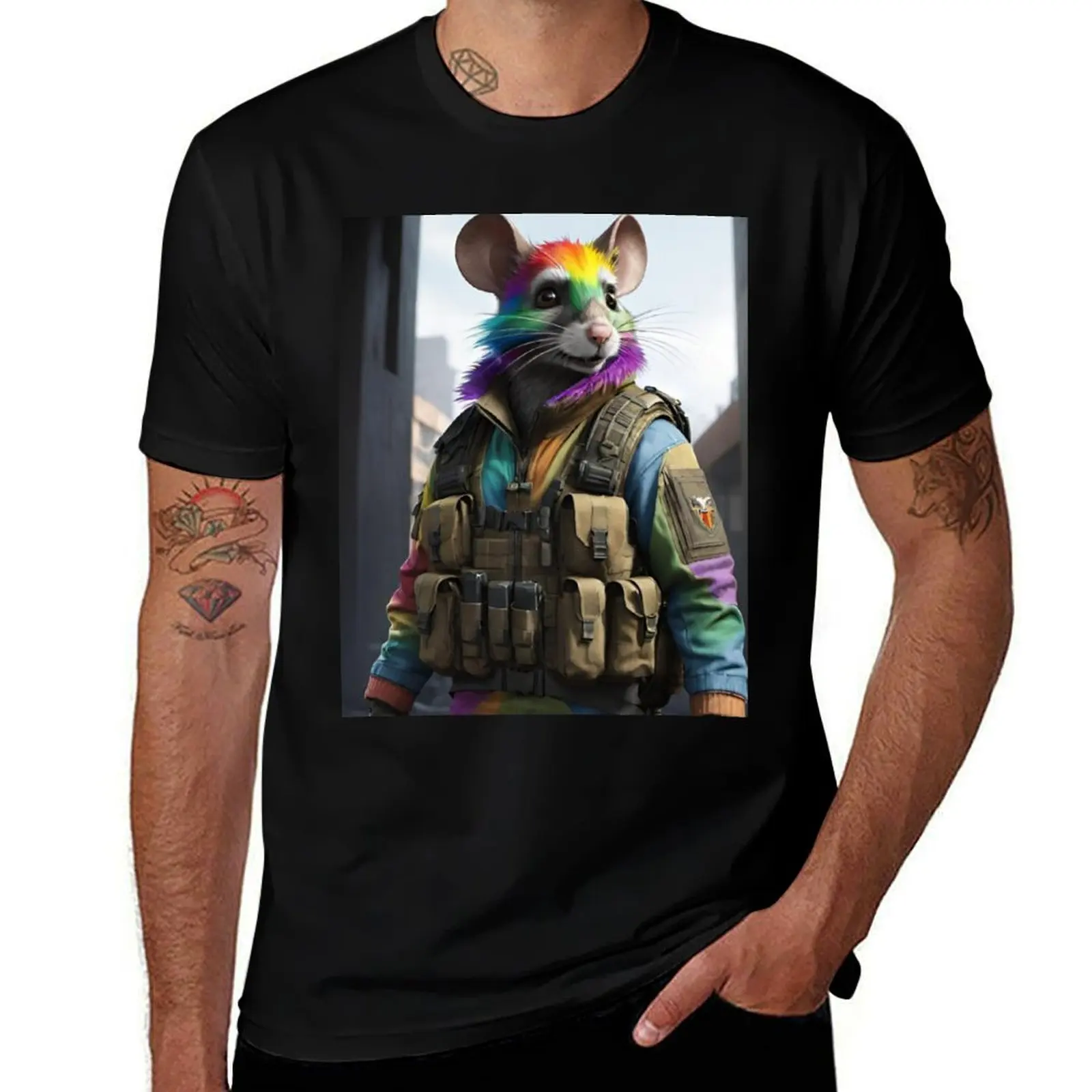 Rainbow mouse character T-Shirt Labor Work Casual T-Shirt