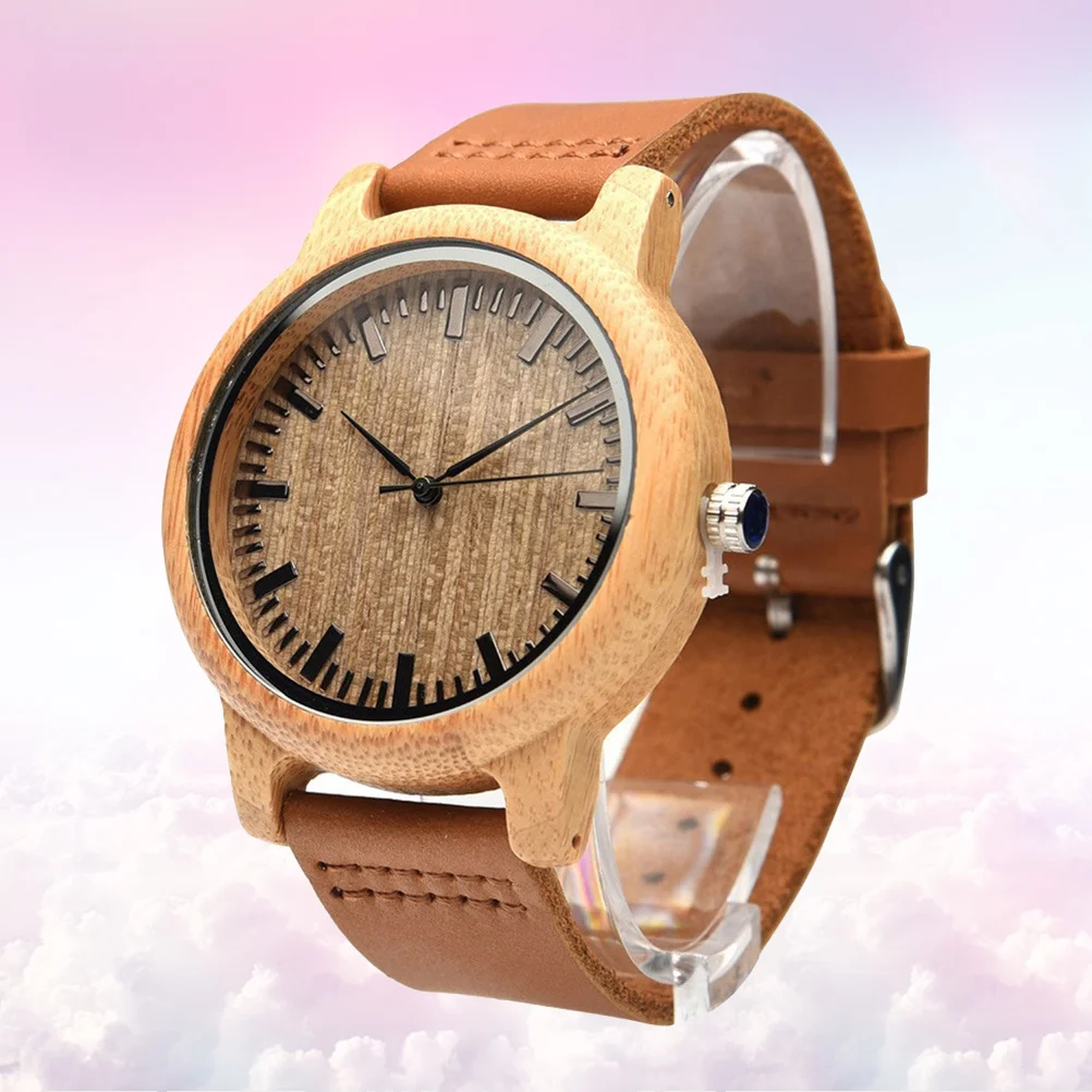 

1PC Natural Wooden Watch Watchband Casual Vintage Wrist Watch for Men with Box (Maple Surface)