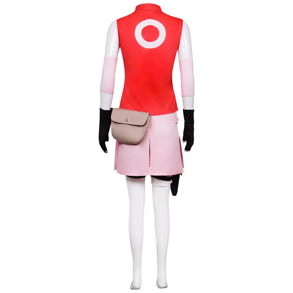 Anime Haruno Sakura Shippuden Cosplay Costume Wig Women Girls Skirt Outfit Unisex Ninja Cartoon Halloween Carnival Costume