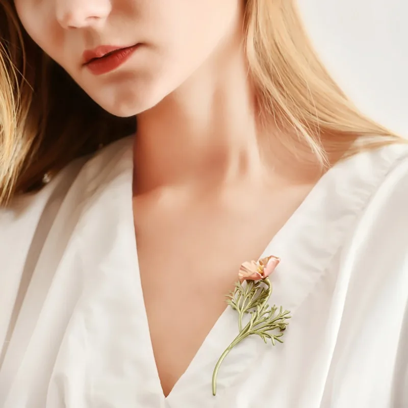 أنيقة النساء الرجال رائعة المينا زهرة بروش الراقية سيدة حفل زفاف كلاسيكي الأزهار دبوس شارات هدية #3