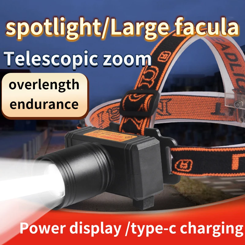 High power head-mounted flashlight super bright rechargeable headlight night fishing mine light spotlight headlamp