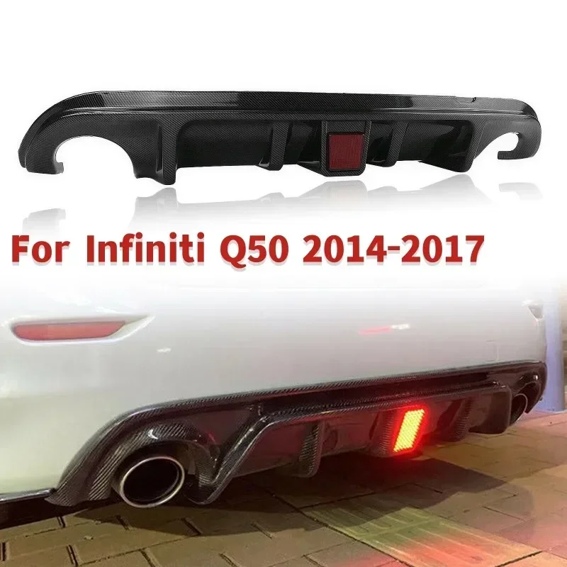 

Car Rear Bumper Diffuser Spoiler with Indicator Light Car Modification Posterior Lip for Infiniti Q50 2014-2017