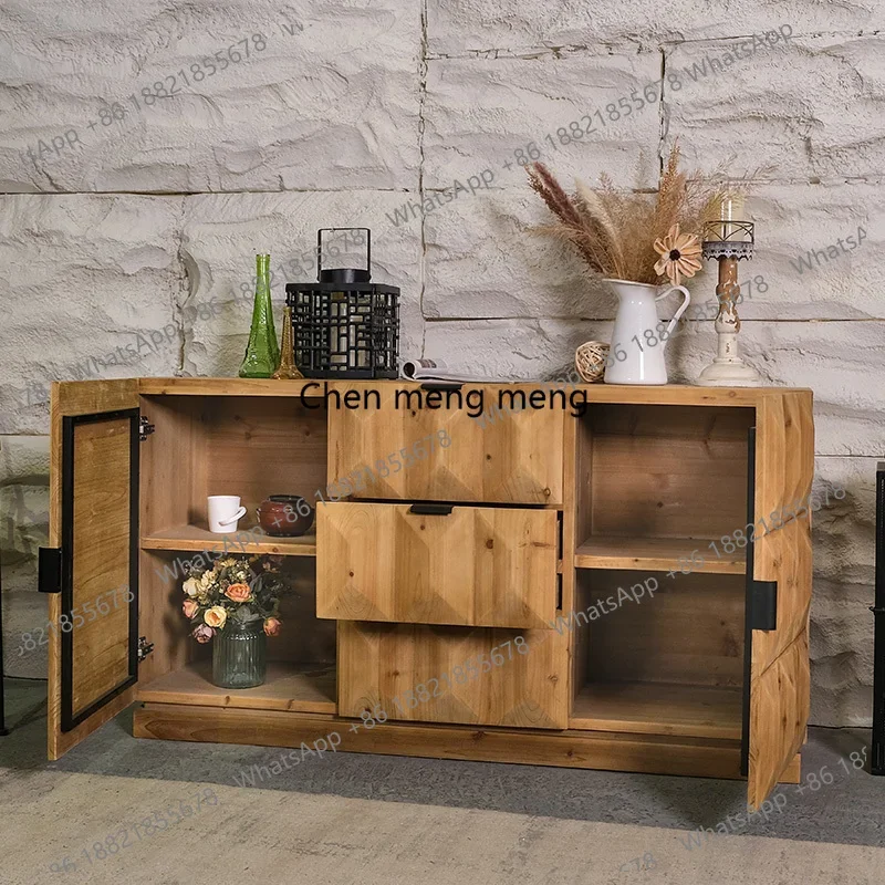 z183 Wabi Sidewalk Dining Side Cabinet Retro Solid Wood Bucket Cabinet Homestay Living Room Household Entry Entrance Cabinet