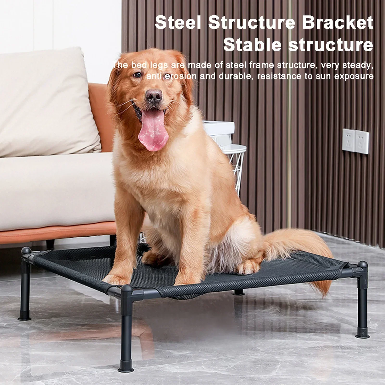 Elevated Dog Bed All Seasons Universal Metal Frame Breathable Mesh Outdoor Raised Dog Bed For Indoor Outdoor