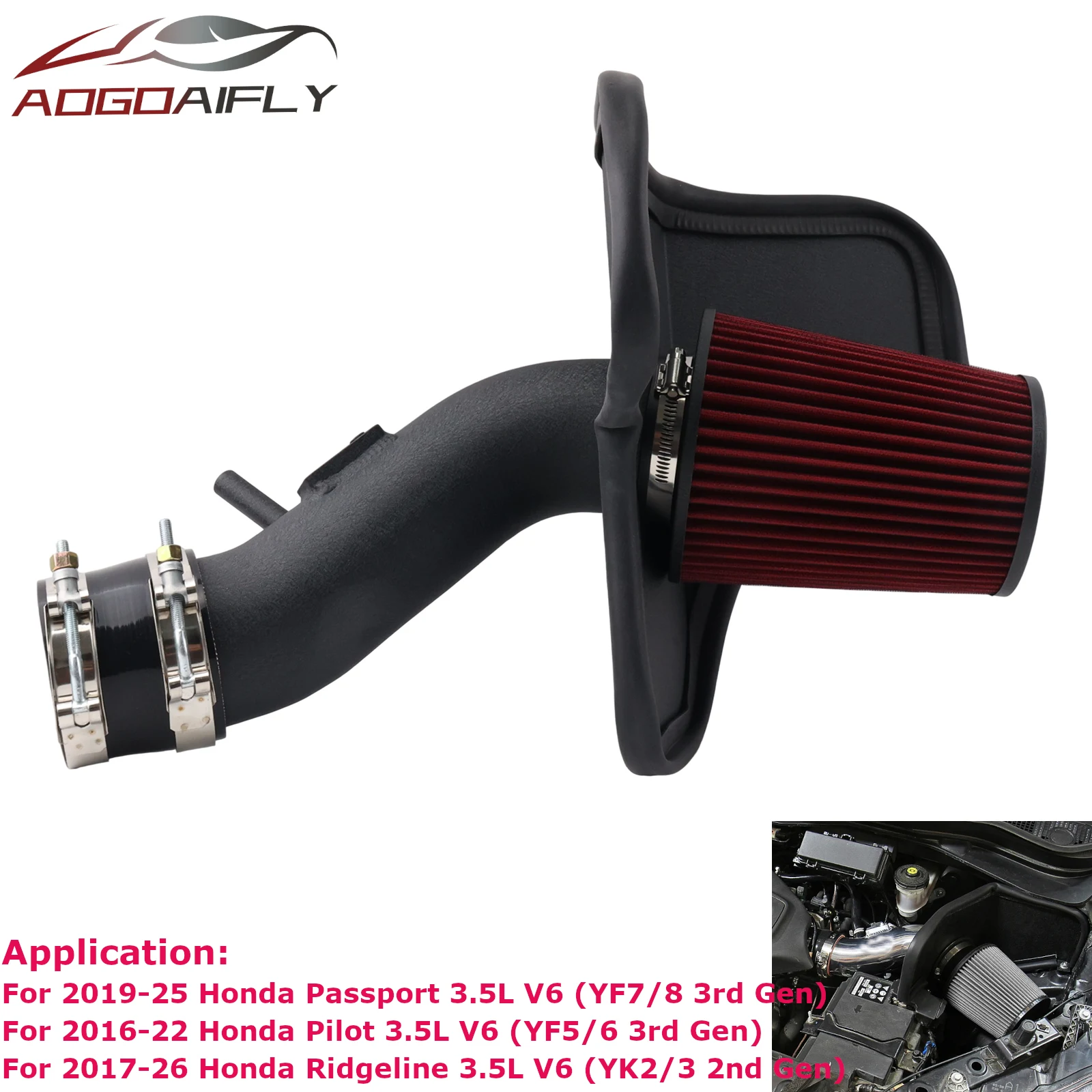 factory supply Shortram Cold Air Intake Kit For Honda Passport 2019-2025 Pilot 2016-2022 Ridgeline 2017-2026 3.5L V6