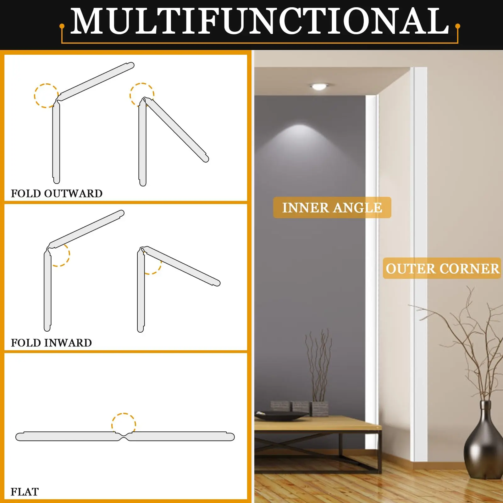 3 Meters per Roll of PVC Self-Adhesive Wall Corner Strip, Table Edge Door Frame Wall Corner Protection Sealing Strip
