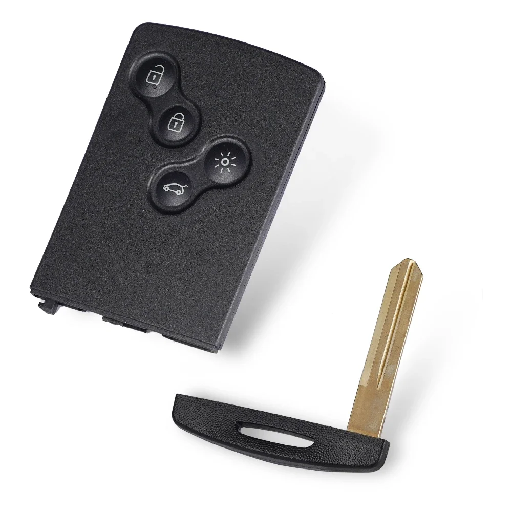 XNRKEY-carcasa de llave de tarjeta inteligente remota de 4 botones para Renault, Megane, Laguna, Koleos, Fluence, Scenic, Clio, Captur, funda de llave de coche con cuchilla