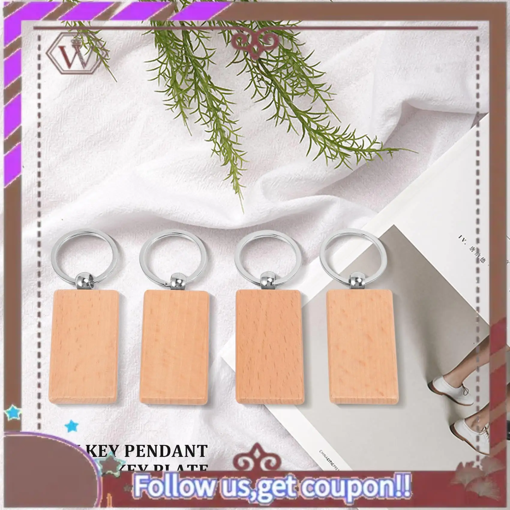 

Latest 60Pcs Blank Rectangle Wooden Key Chain Diy Wood Keychains Key Tags Can Engrave Diy Gifts