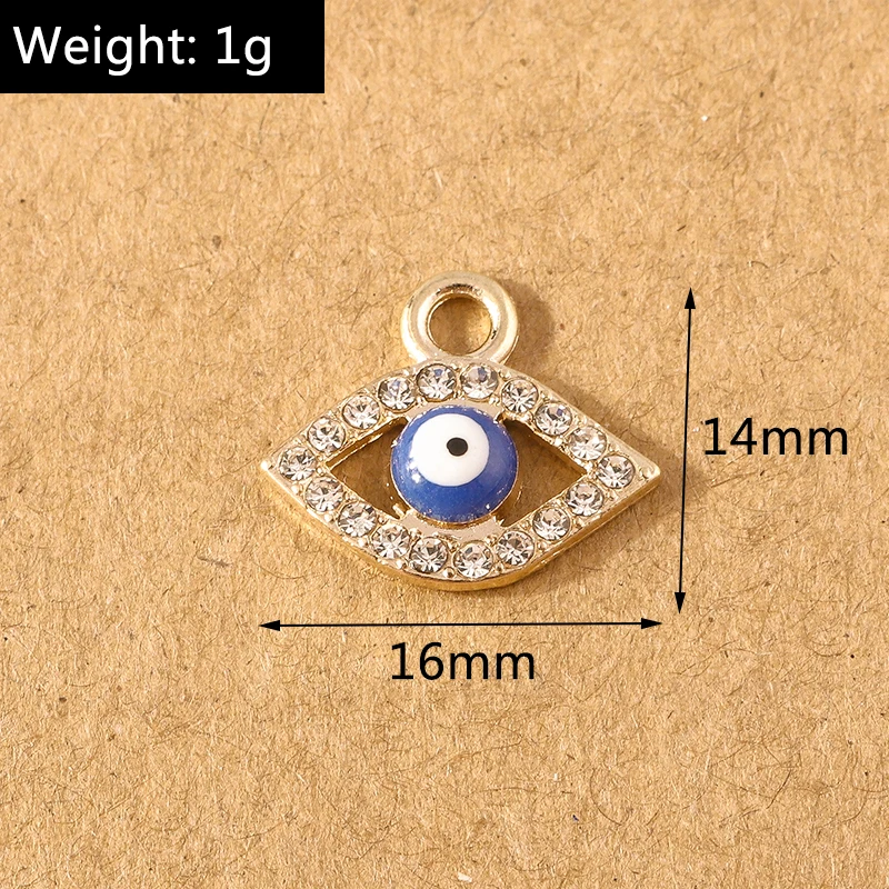 10 Stück Strass-Kristall-Glücksbringer-Anhänger mit bösen Augen zum Basteln von Ohrringen, Halsketten, Armbändern, DIY-Handschmuck und Accessoires – Detail 1