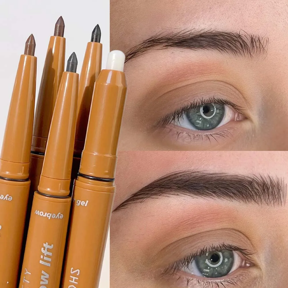 Waterproof Eyebrow Pencil with Eyebrow Gel Sweatproof Long Lasting Non Smudge Eye Makeup Stereoscopic Plasticity Makeup Tools