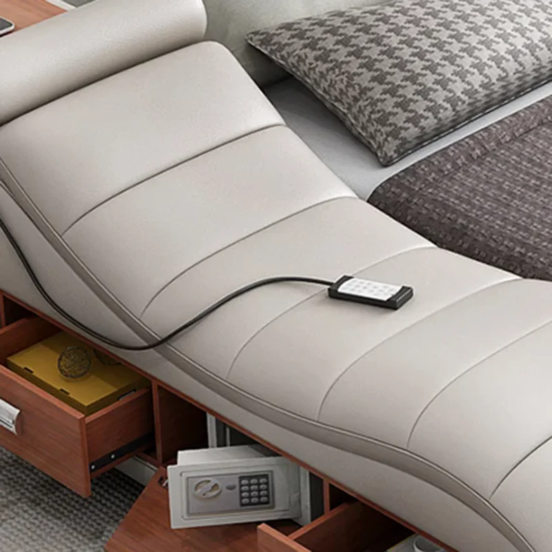 سرير تقني جلدي جمالي، سرير متعدد الوظائف، تدليك حديث فاخر إيطالي عالمي، أثاث صالون Muebles Para El Hogar