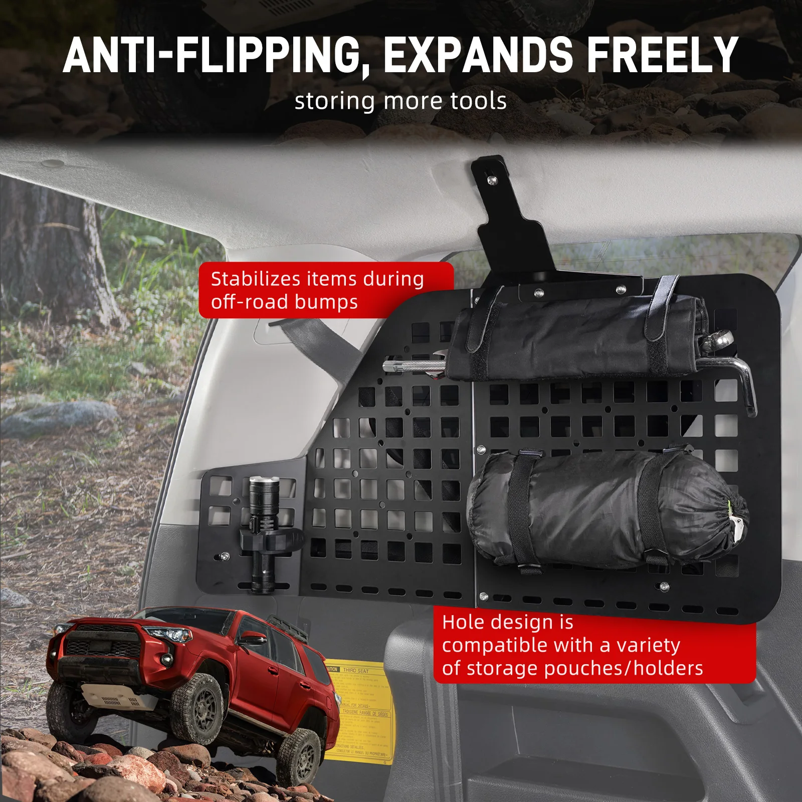 BEVINSEE C-pillar glass window interior Rear Window Storage Panel For Toyota 4Runner 2010-2024 Replace 64740-35120-C0