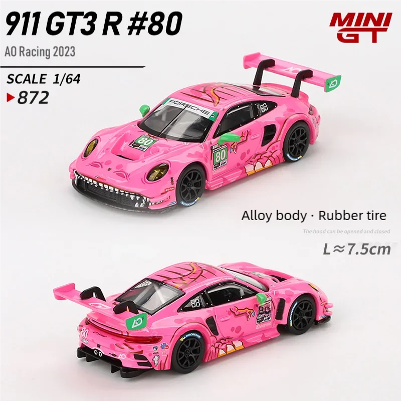 

MINIGT 1/64 911 GT3 R#80 AO Racing 2023 IMSA VIRginia Roxy metal diecast car models collect ornaments race car 872