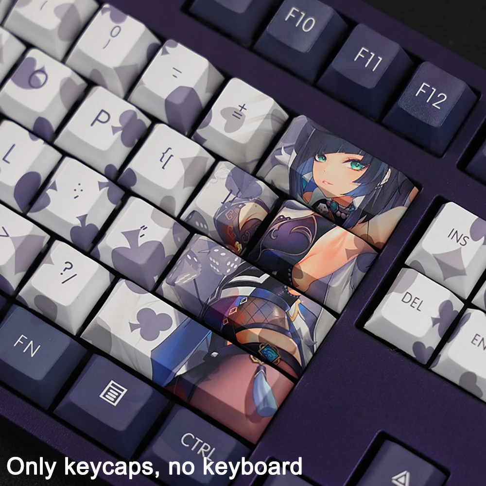 108 Keys/set Genshin Impact Keycaps Yelan Keycaps PBT Dye Subbed Keycap Cherry Anime Gaming Key Caps For ANSI 61 87 104 108 key