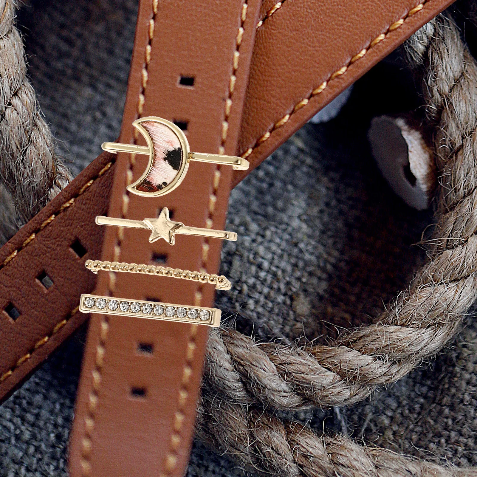 

4Pcs Watch Band Ring Decorative Charms for Smartwatch Strap Exquisite Detail Fashionable Lightweight Easy to Apply Stylish