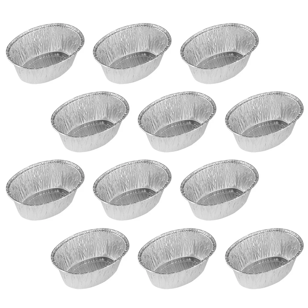 

125Pcs Household Tinfoil Bowl Oval Shape Disposable Tray High Strength Baking Container for Roasting Bbq Leftovers Freezer