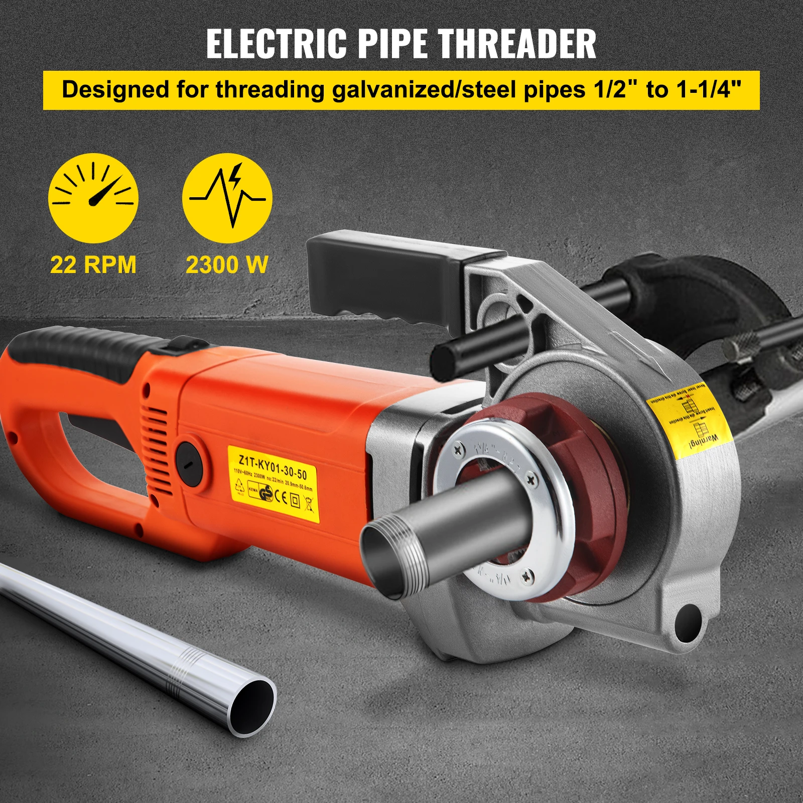SucceBuy 2300W Electric Pipe Threader Handheld Household Galvanized Iron Pipe Sleeve Machine Industrial Threading Tool with 4Die