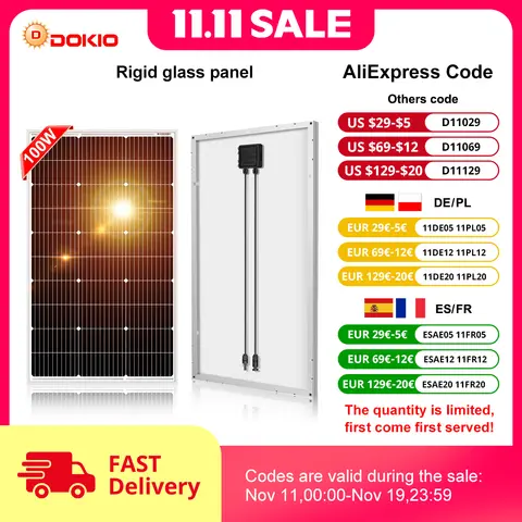 18V 100W Waterproof Solar Panel for 12V DOKIO