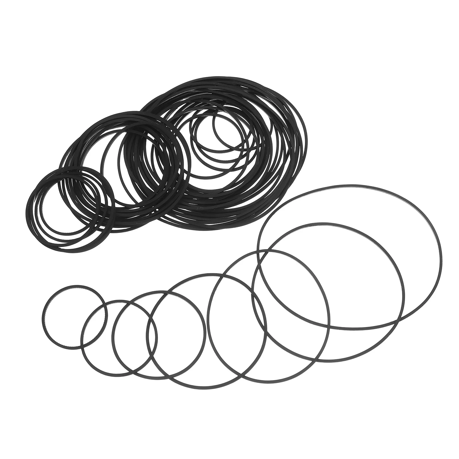 

100Pcs Recorder Rubber Belts 25-70mm Flat Cassette Belt Replacement Durable Low Noise Repair Tape Machine Drive Belt for Cd Dvd