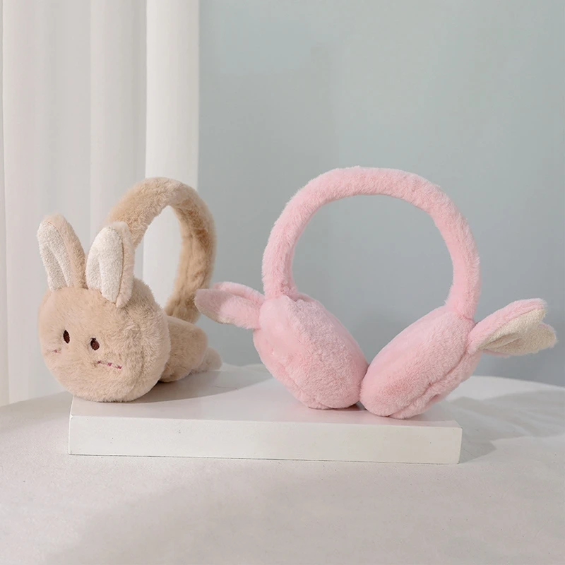 Kids Cute Headband Earlap Winter Outdoor Cartoon Rabbit Warm Earmuff Plush Thick Soft Adjustable Ear Cover Accessories for Girls