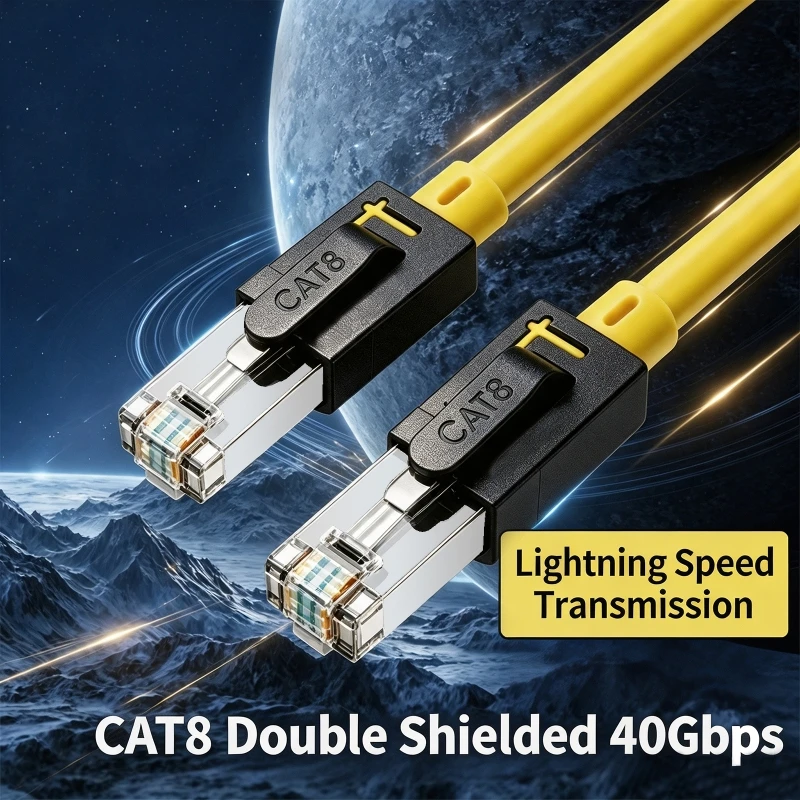 Cable Ethernet CAT8 de Silicona, 40Gbps, Plano, Trenzado de Nailon, Cable de Red LAN para PC, Módem, Laptop, PS5, Router, RJ45, Cable Ethernet Cat 8