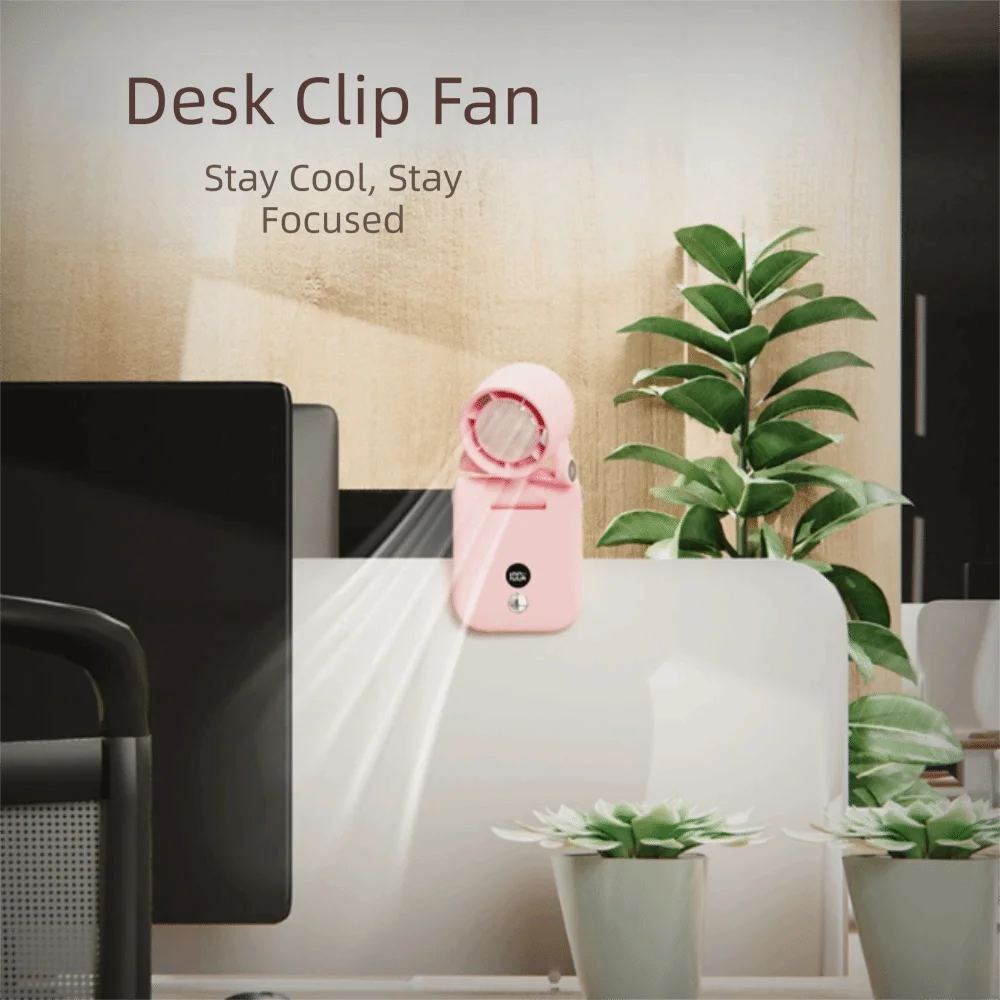 

Stroller Fan High-speed Handheld Fan LCD Display Double Shaft Rechargeable Fan Power Bank Hundred Gear Mini Fan Waist Clamping