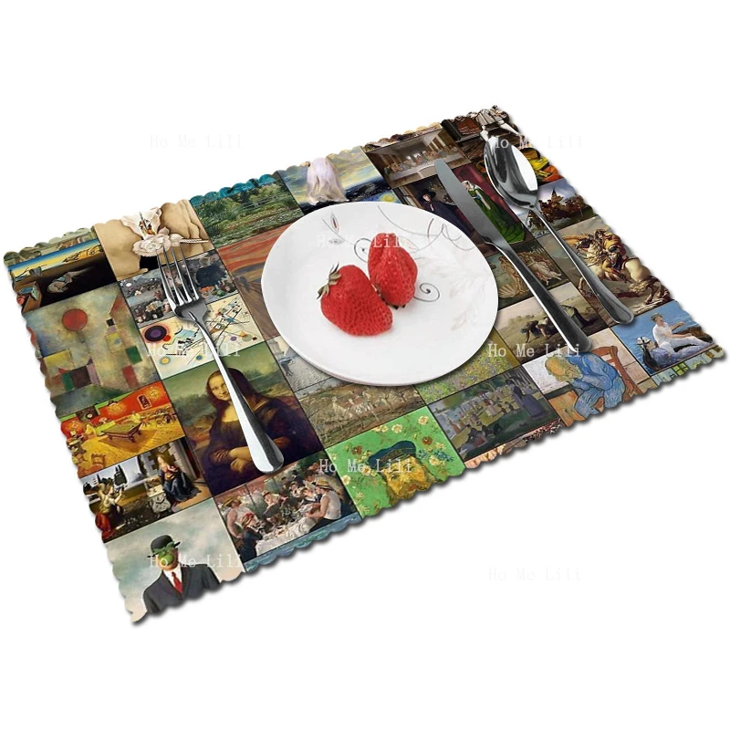 World Famous Painting Spoof Design. Vintage Movie Poster Puzzle. Table Mat