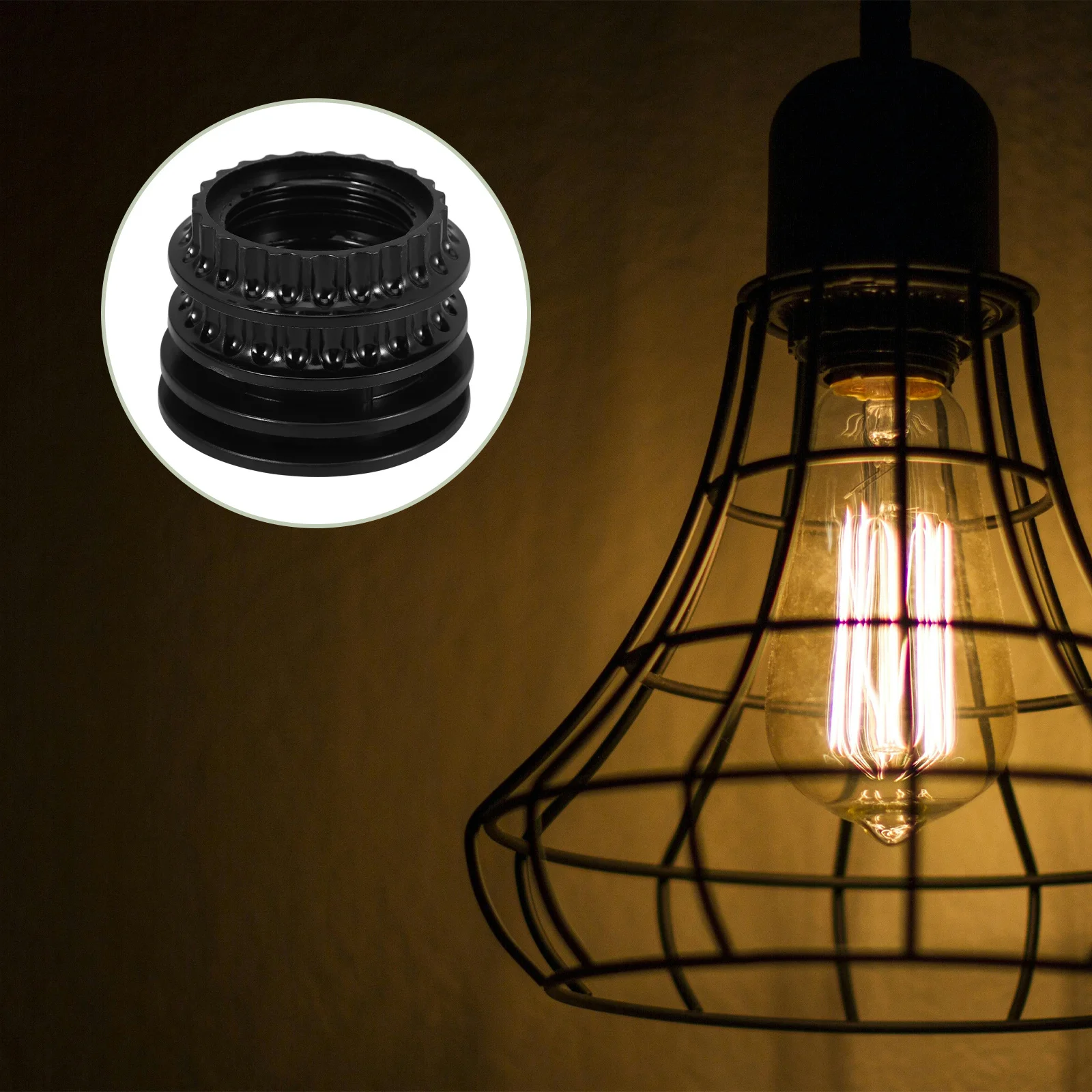 

4Pcs Black Lamp Shade Rings E27 E26 Durable Replacement Holder Rings for Ceiling Floor Table Lamp Fixtures Lampshade Frames