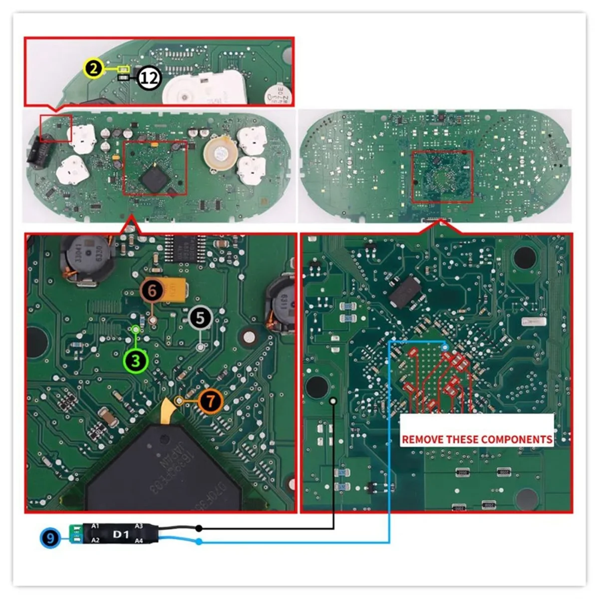OUVU-D1 Adapter für VAG MQB D70F34xx D70F35xx Kilometerstand-Reparatur, kein Löten, kein Hubstift