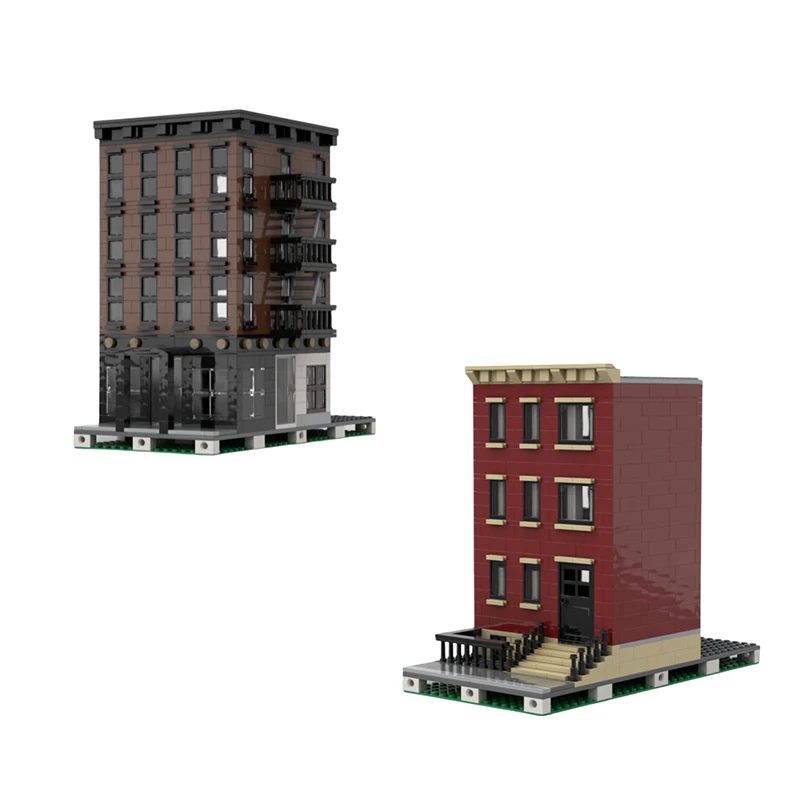 Street View Model MOC Building Bricks New York Apartment House Modular Technology Gifts Holiday Assemble Children Toys Suit