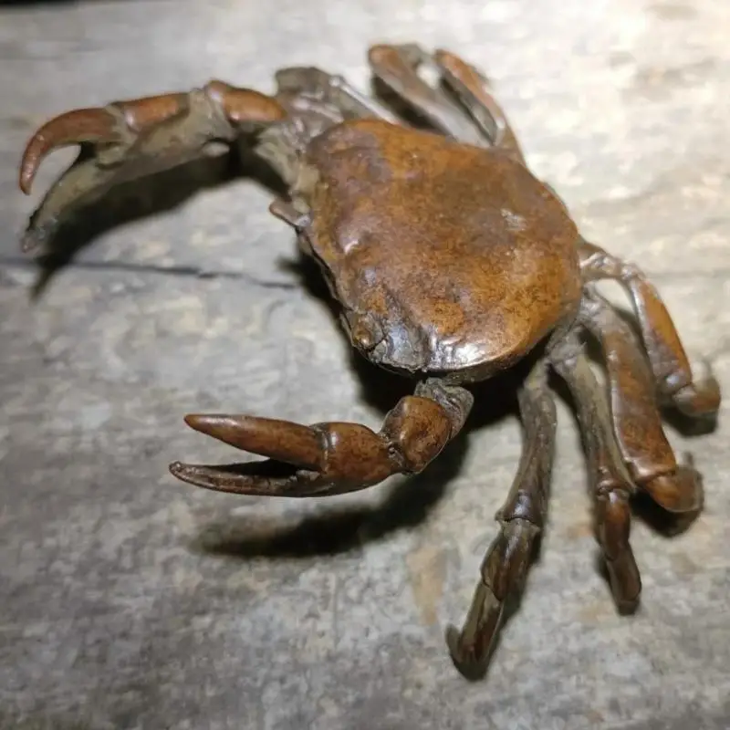 ✰✪1Pcs Miniature Tea Pet Ornament Vintage Crab Simulation Animal Model Statue Figurine Antique Metal Crafts Desk Decoration