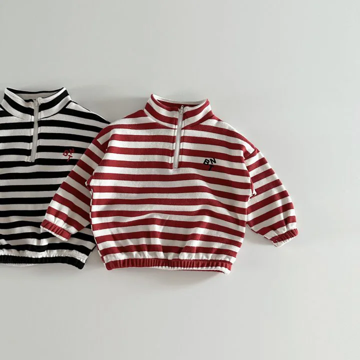 2024 Spring New Baby Long Sleeve Casual Striped Sweatshirt Kids Girls Cotton Tops Children Vintage Zipper Sweatshirt Clothes