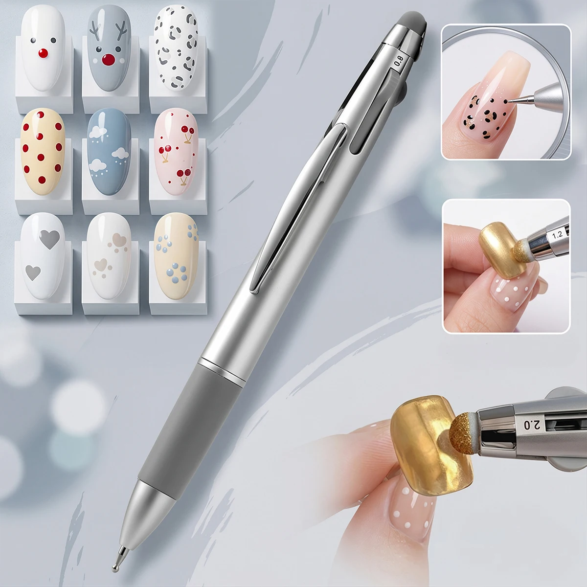 5-in-1 Nail Dotting Pen Art Tools Ballpoint Pen Design Nail Art Tip Dot Paint Manicure Kit for Dot Drawing Home And Salon Use