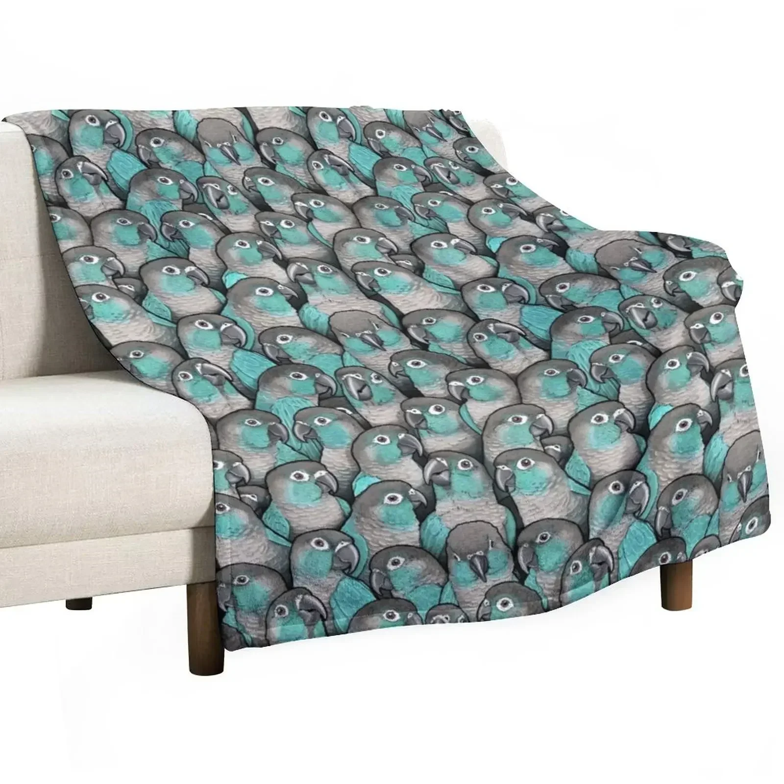 Turquoise Green-Cheeked Conures Throw Blanket Polar Luxury Designer Blankets