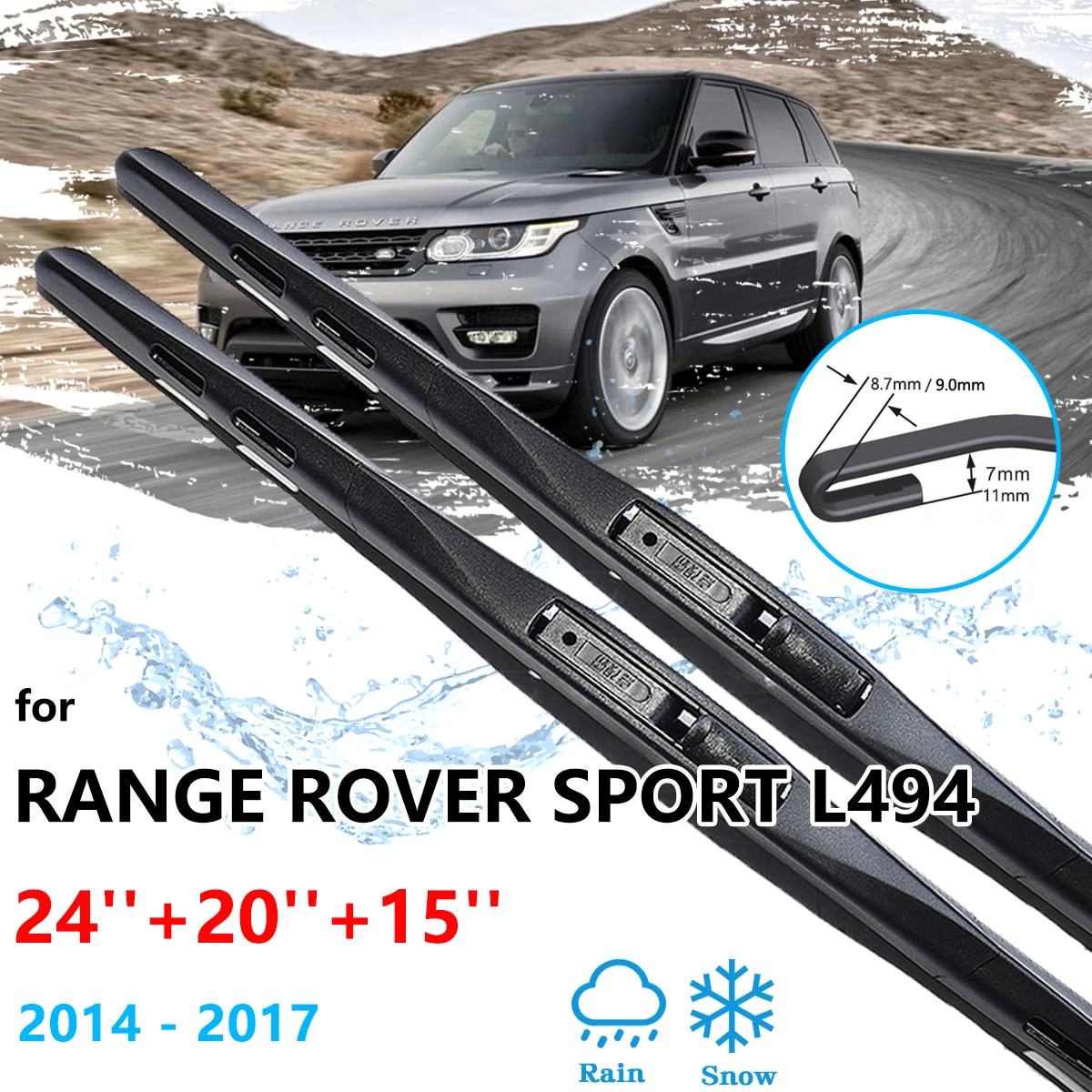 For Range Rover Sport L494 MK2 2014~2017 Front Wiper Blades Brushes Window Windshield Windscreen U J Hook Cutter Car Accessories