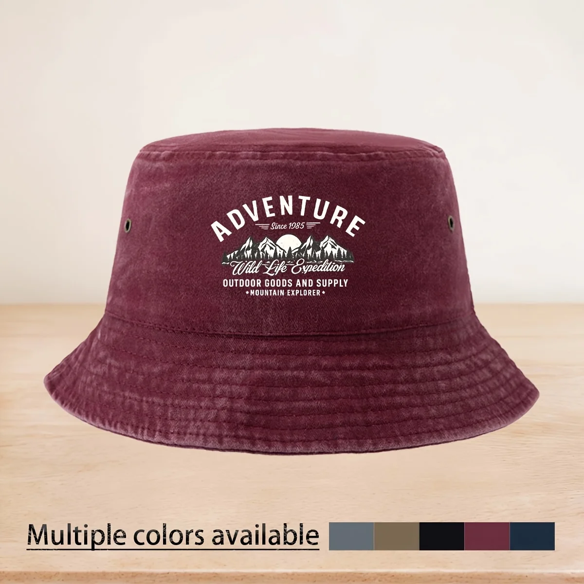ADVENTURE Outdoor Exploration Badge Printed Pattern High Quality Fisherman Hat Fishing Hat Easy Portable Bucket Hat Unisex Truck