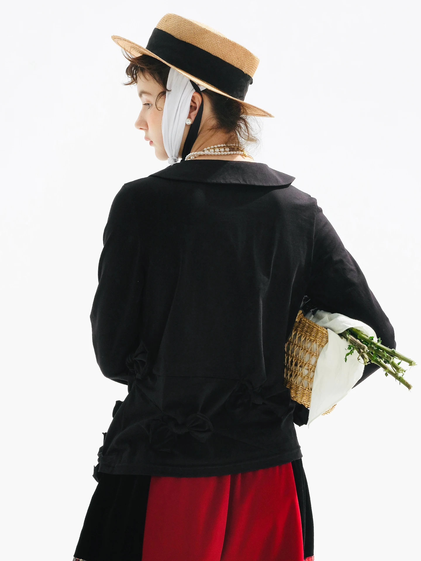 Shirt women imakokoni 2025 early autumn Japanese style bow long sleeved doll collar cardigan top 255153+255176