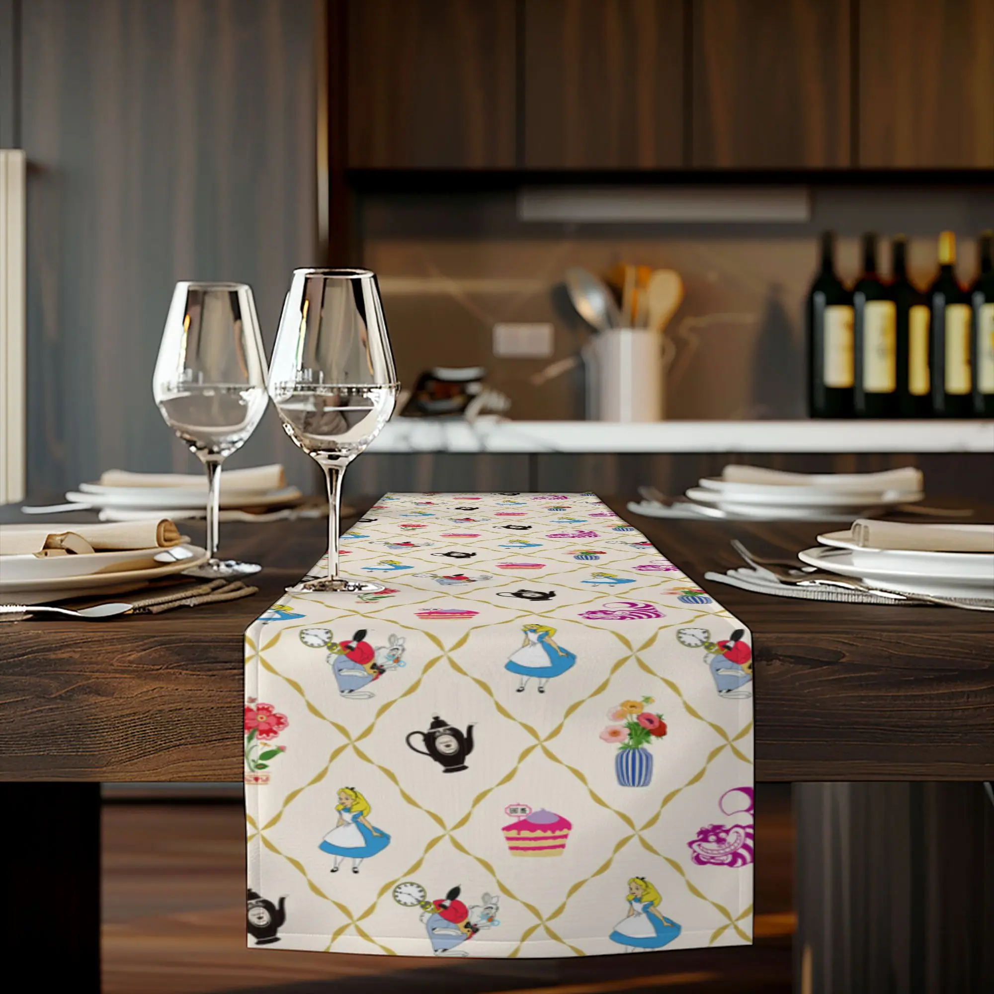 

1 Piece Disney Alice in Wonderland Tea Party Table Runner - Alice and the Mad Hatter Themed Table Decoration - Perfect for Seasonal Kitchen Decor