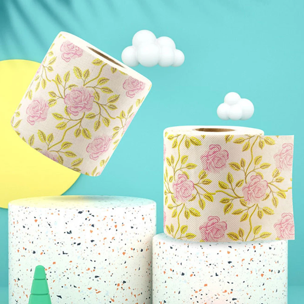 Toilet Paper Printed Roll Paper Decorative Flower Printing Napkin Bathroom Tissue For Home Office Workshop Kitchen Tissue Towel