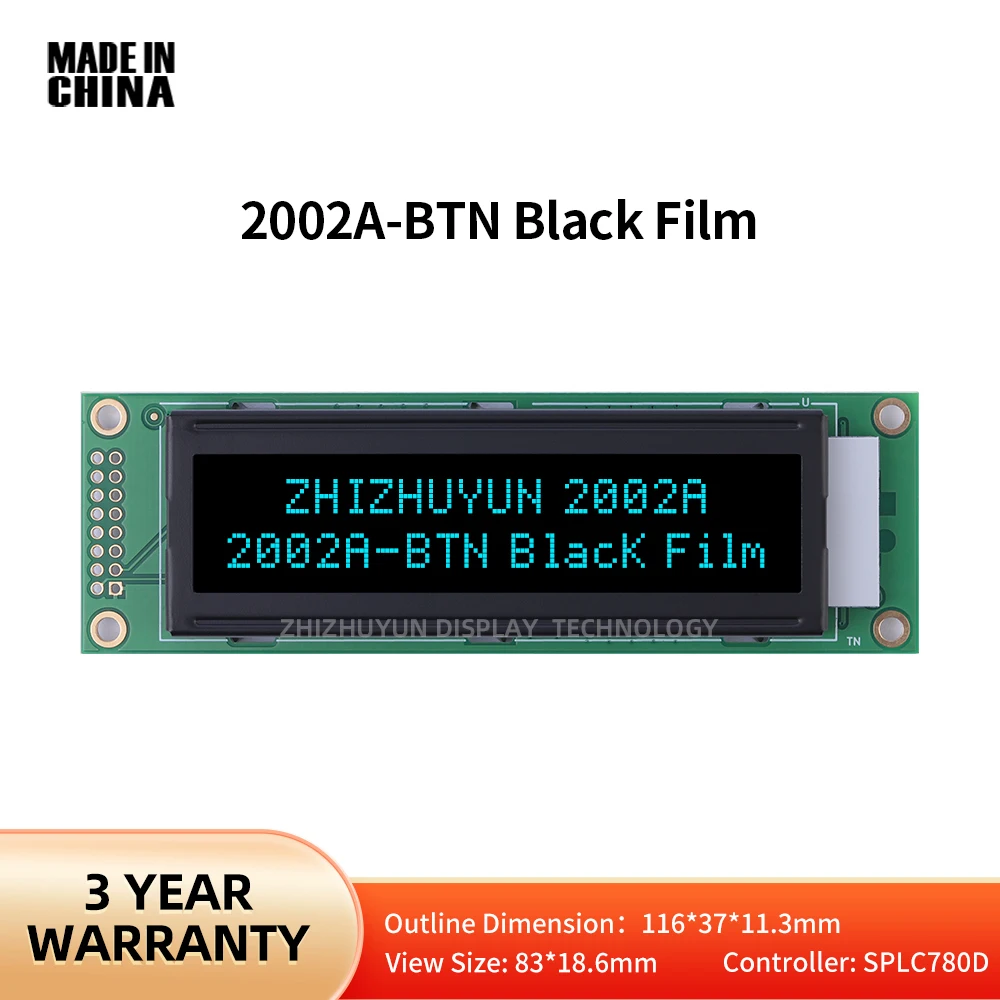 2002A Characters BTN Black Film Ice Blue Characters 2.6 Inch LCD Screen Display Module Quality Assurance Stable Supply Of Goods