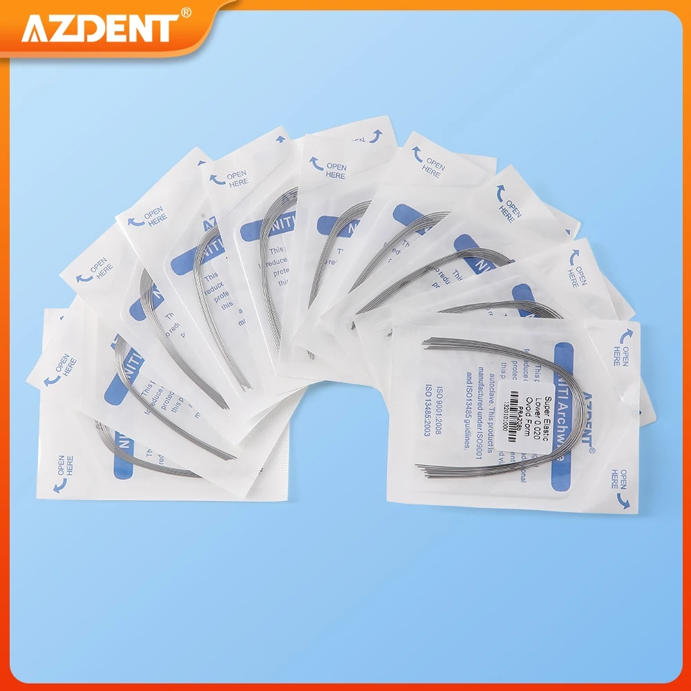 

10 Packs AZDENT Dental Orthodontic Arch Wires Super Elastic Niti Round Rectangular Ovoid Form Archwire Upper Lower Dentistry