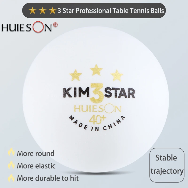 50PCS HUISEON KIM 3 Star Table Tennis Balls Professional ABS 40+ Training Ping Pong Balls with Seam For Training Competition