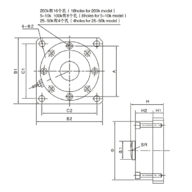 LFG-Pancake Force Sensor, Compression Spoke, Tension Force, Cellule de charge, 15Klb